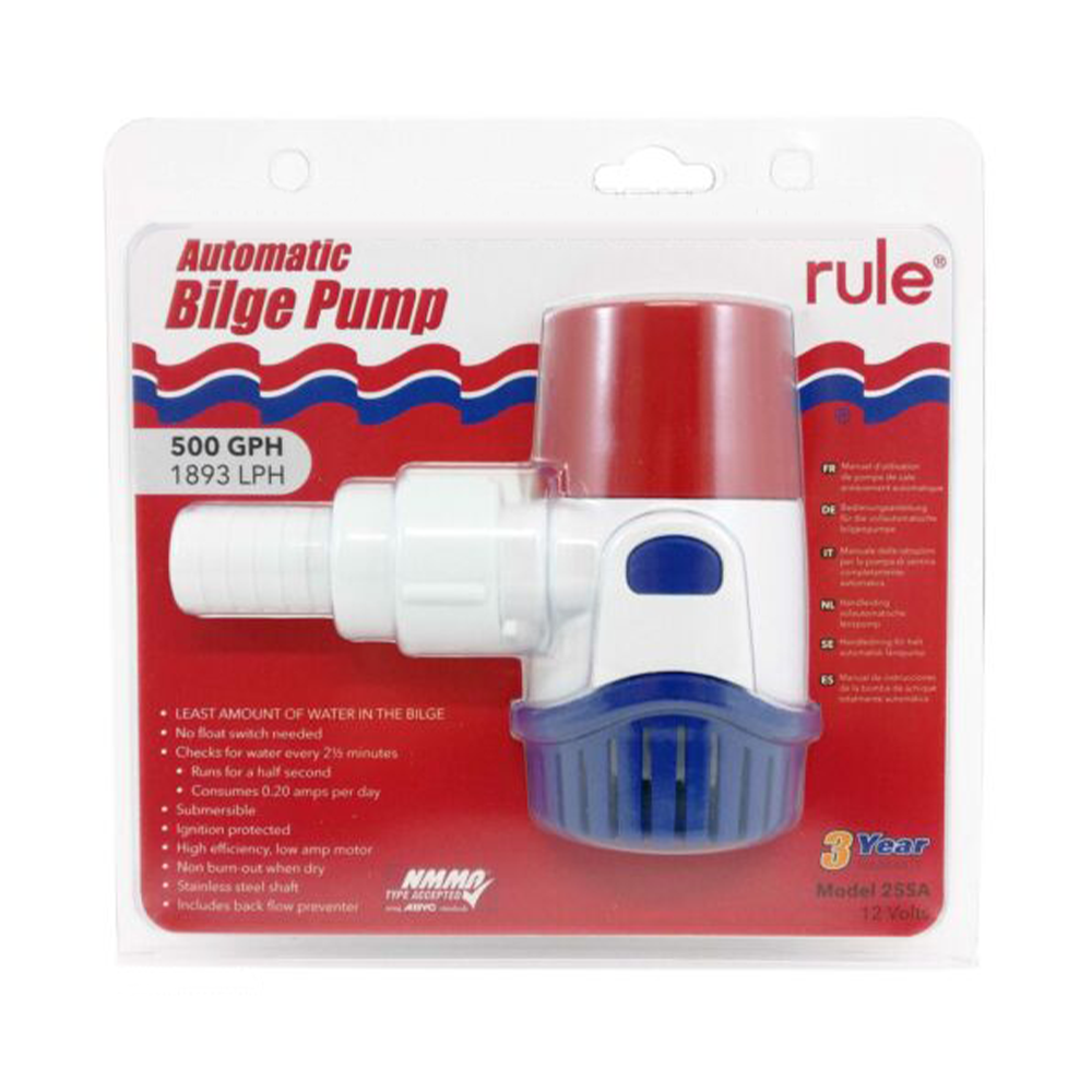 Bomba de Porão Rule 500GPH 12V Automática